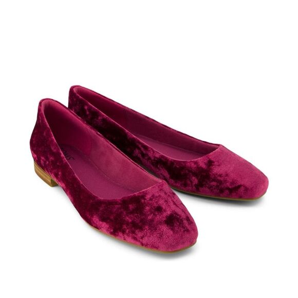 Toms Briella Flats In Berry Burgundy Crushed Velvet NWOT Size 7.5 - Picture 11 of 11